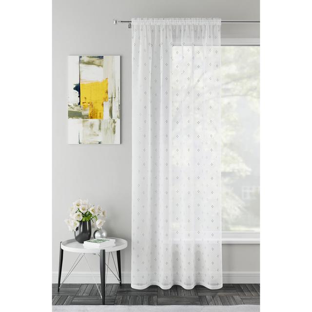 Motyka Polyester Sheer Rod Pocket Curtain Panel Marlow Home Co. Panel Size: 140 x 183 cm, Curtain Colour: Silver on Productcaster.