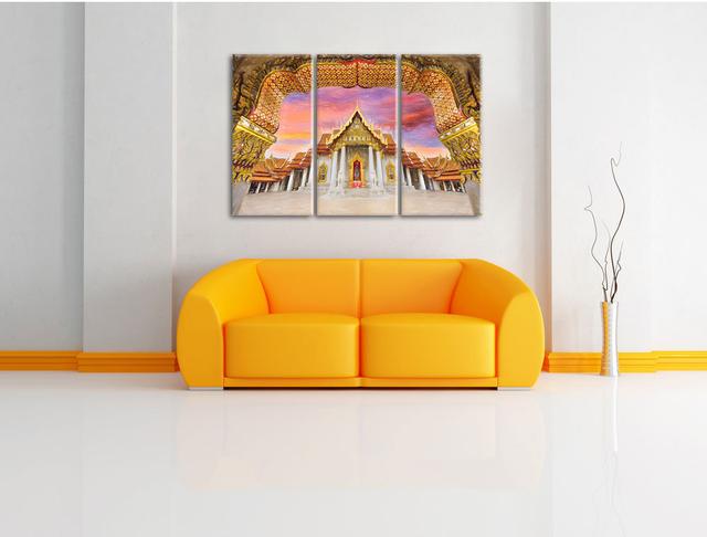 3-tlg. Leinwandbilder-Set „Marmortempel von Bangkok“, Grafikdruck East Urban Home on Productcaster.