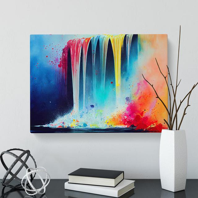 Waterfall Paint Splatter Vol.3 Abstract - Wrapped Canvas Painting Metro Lane Size: 50cm H x 76cm W x 3cm D on Productcaster.