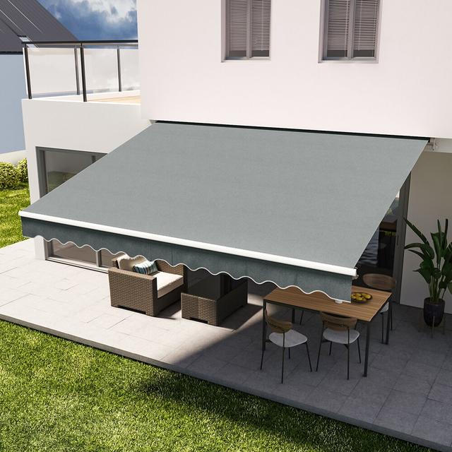 Aaron-John 4m W x 3m D Retractable Patio Awning Sol 27 Outdoor Colour: Grey on Productcaster.