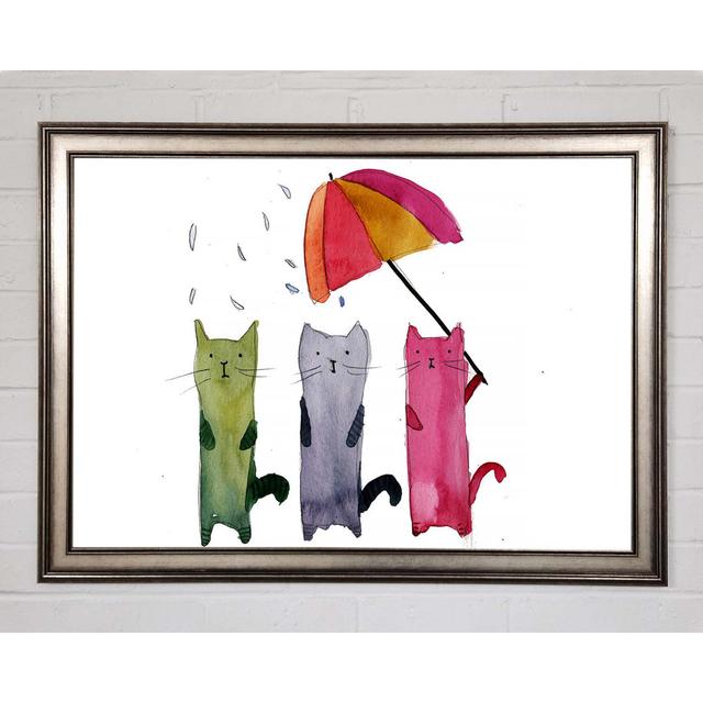 Umbrella Cats - Single Picture Frame Art Prints Happy Larry Size: 21cm H x 29.7cm W x 1.5cm D on Productcaster.