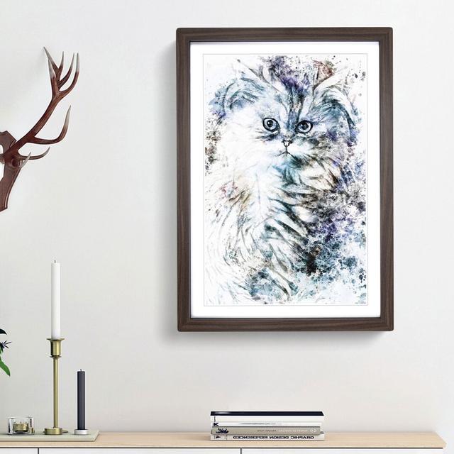 Persian Cat in Abstract - Picture Frame Painting Print East Urban Home Frame Option: Walnut Framed, Size: 48cm H x 36cm W x 2cm D on Productcaster.