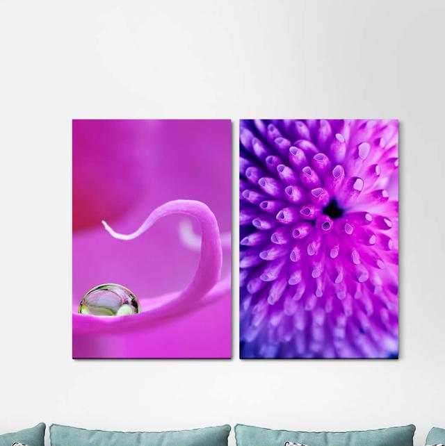 2-tlg. Leinwandbilder-Set - Fotografie „Orchid Flower Summer Violet Pink Water Drops” East Urban Home on Productcaster.