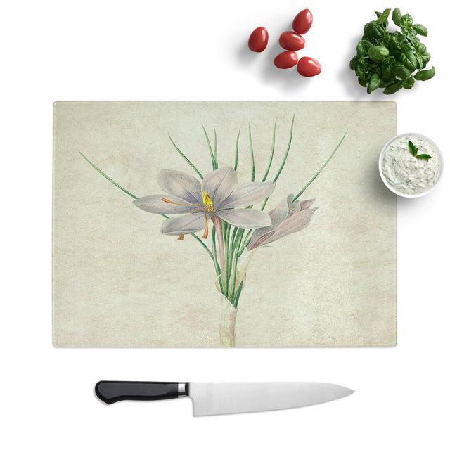 Tempered Glass Autumn Crocus Flowers Chopping Board East Urban Home Size: 39 cm W x 28.5 cm L on Productcaster.