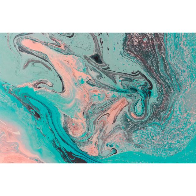 Blue Cyan Marbling Texture. Abstract Background. Handmade Oil Painted Surface. Liquid Paint. Ivy Bronx Size: 61cm H x 91cm W x 3.8cm D on Productcaster.