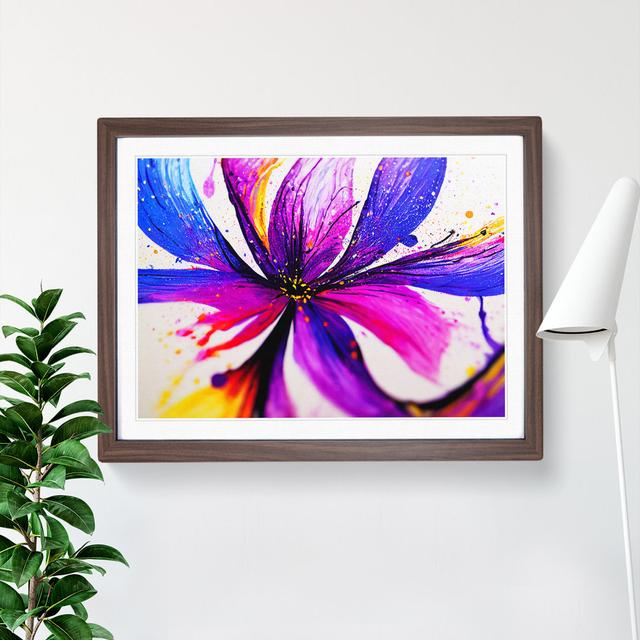 Iris Flower Splash Vol.3 Abstract - Picture Frame Painting Marlow Home Co. Size: 34cm H x 46cm W x 2cm D, Frame Colour: Walnut on Productcaster.