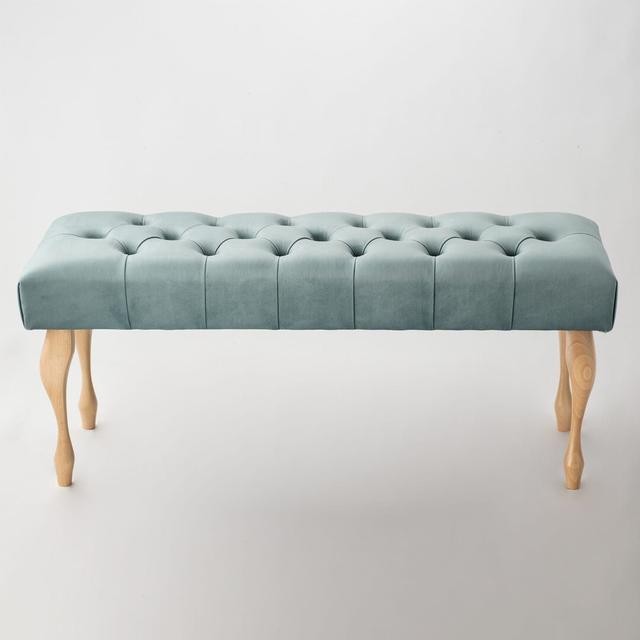 Upholstered Bench bench4home Upholstery Colour: Sea Green/Natural, Leg Colour: Natural, Size: H40 x W45 x D35cm on Productcaster.