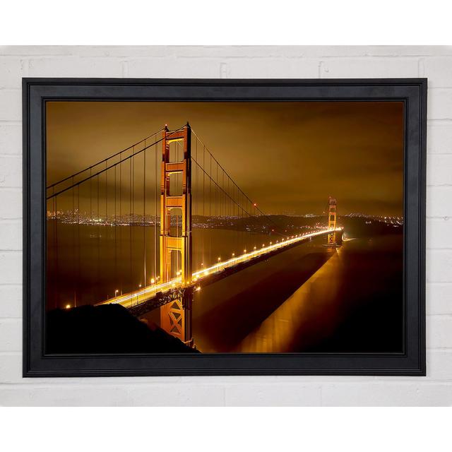 San Francisco Bridge Golden Mist - Single Picture Frame Art Prints Ebern Designs Size: 59.7cm H x 84.1cm W x 1.5cm D on Productcaster.