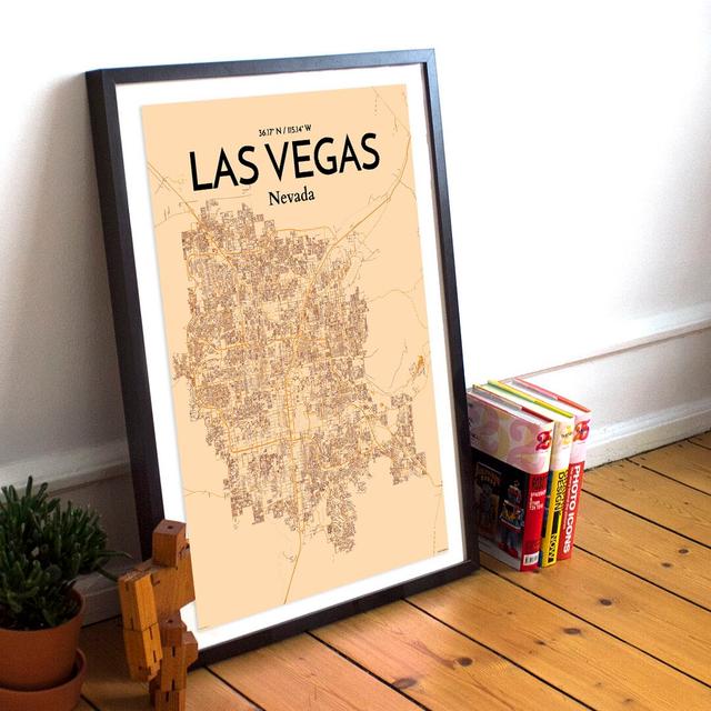 Las Vegas City Map - No Frame Print East Urban Home Size: 70cm H x 50cm W x 0.13cm D on Productcaster.