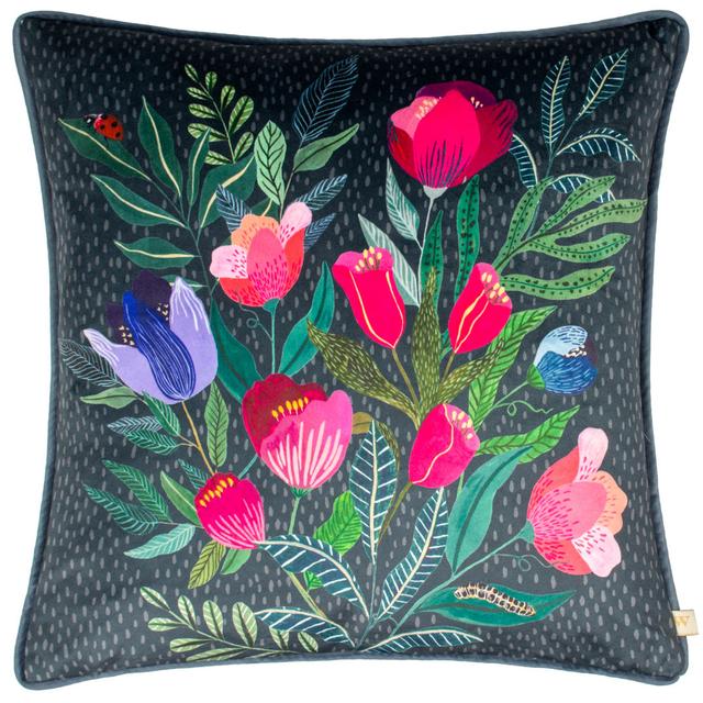 Deitke Wild Garden Posies Floral Teal Square Throw Cushion Covers Rosalind Wheeler on Productcaster.