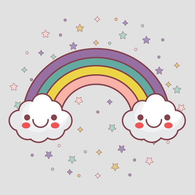 Kawaii Clouds And Rainbow Zoomie Kids Size: 76cm H x 76cm W x 3.8 cm D on Productcaster.