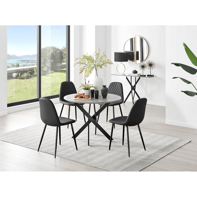 4 - Person Dining Set Canora Grey Colour (Chair): Black, Table Size: 75 x 100 x 100cm, Colour (Table Base): Black on Productcaster.