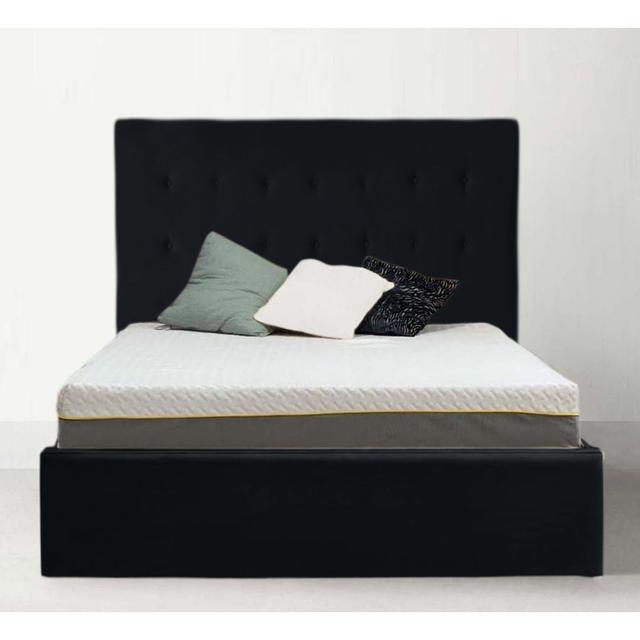 Culai Upholstered Bed Rosalind Wheeler Colour: Black, Size: Small Double (4') on Productcaster.