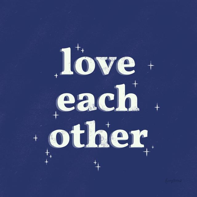 Love Each Other White Indigo Happy Larry Size: 76cm H x 76cm W on Productcaster.