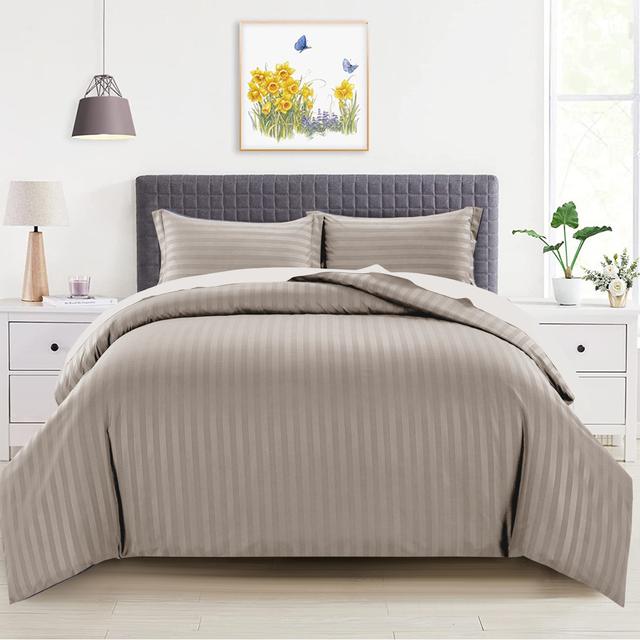 Canella Microfibre Duvet Cover Set Latitude Run Size: Single - 1 Standard Pillowcase, Colour: Beige on Productcaster.