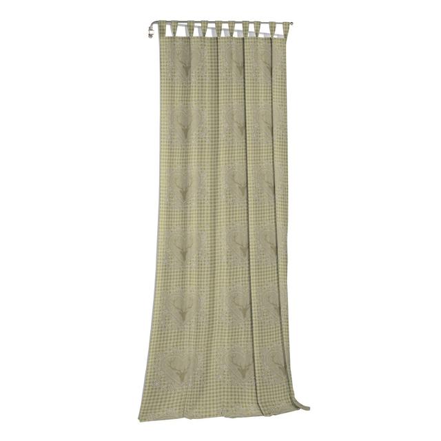 Devos Room Tab Top Curtain Single Panel, Opaque Union Rustic Size: 132cm Width x 245cm Drop, Curtain Colour: Grey / Green on Productcaster.