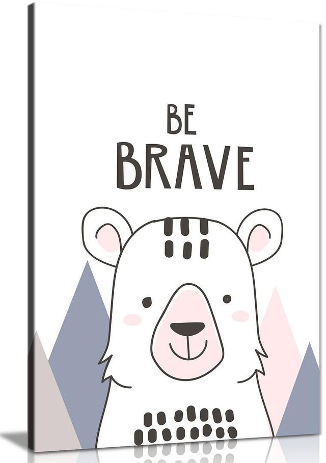 Kids Room Baby Nursery Wall Art Decor Pastel Bear Be Brave Canvas Picture Print Panther Print Size: 91cm H x 61cm W on Productcaster.