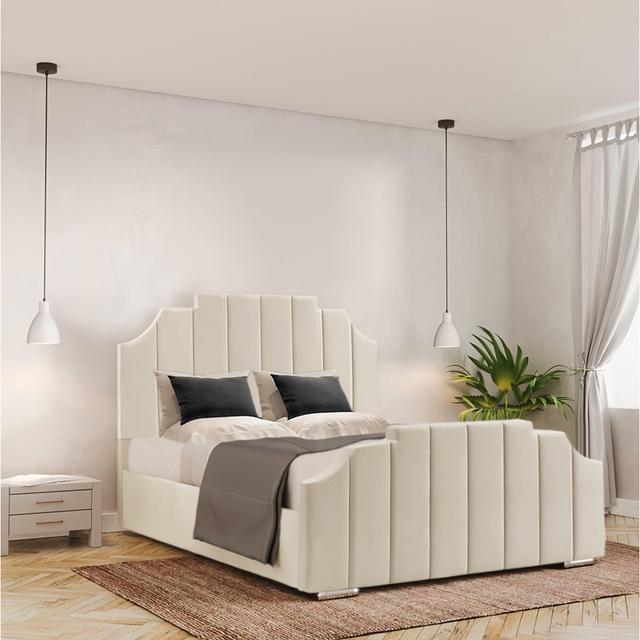 Annajane Bed Frame Canora Grey Colour: Cream, Size: Small Double (4') on Productcaster.