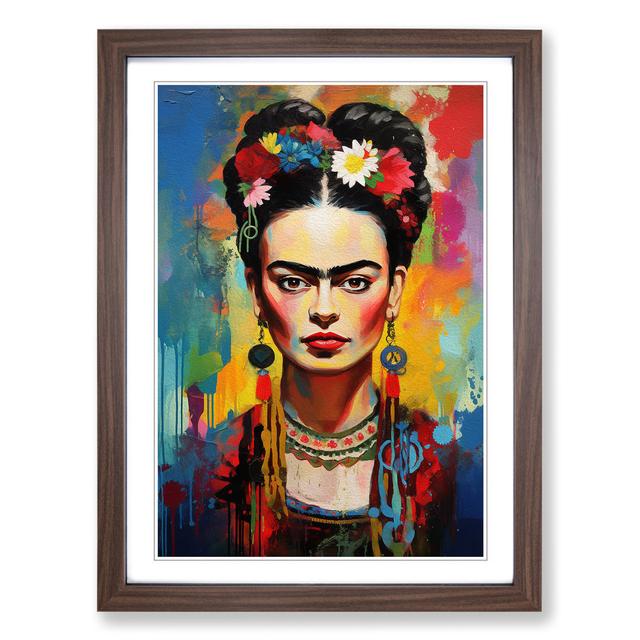 Frida Kahlo Abstract World Menagerie Format: Walnut Framed, Size: 46cm H x 34cm W on Productcaster.