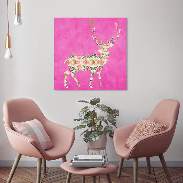 Preppy Stag by Oliver Gal - Wrapped Canvas Print East Urban Home Size: 61cm H x 61cm W on Productcaster.