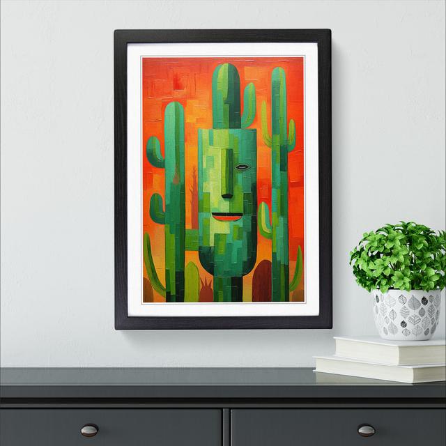 Cactus Cubism Big Box Art Size: 46cm H x 34cm W x 2cm D, Frame Colour: Black Framed on Productcaster.