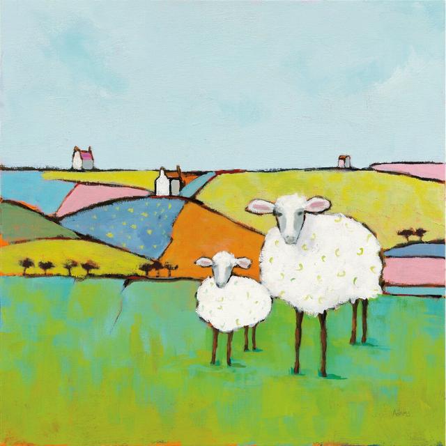 Sheep in the Meadow by Phyllis Adams - Wrapped Canvas Painting Print Brambly Cottage Size: 122cm H x 81cm W x 3.8cm D on Productcaster.