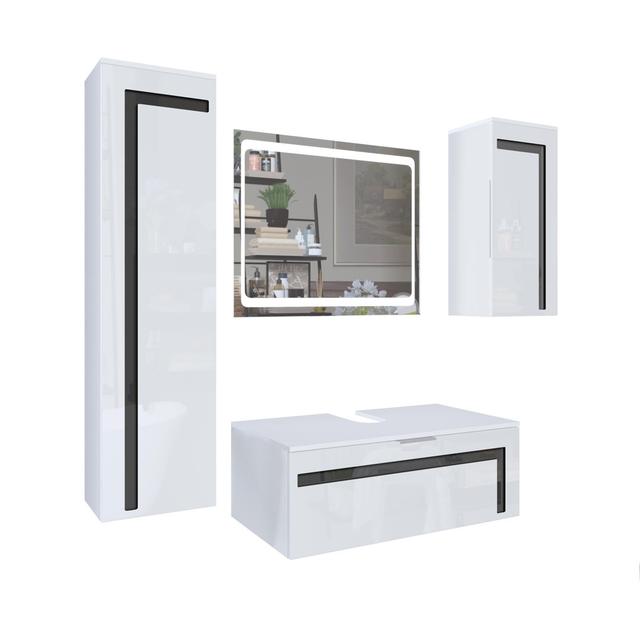 Alexavia Bathroom Furniture Suite Metro Lane Orientation: Without sink and fittings, Body and front colour: White lacquer, With mirror: Yes on Productcaster.