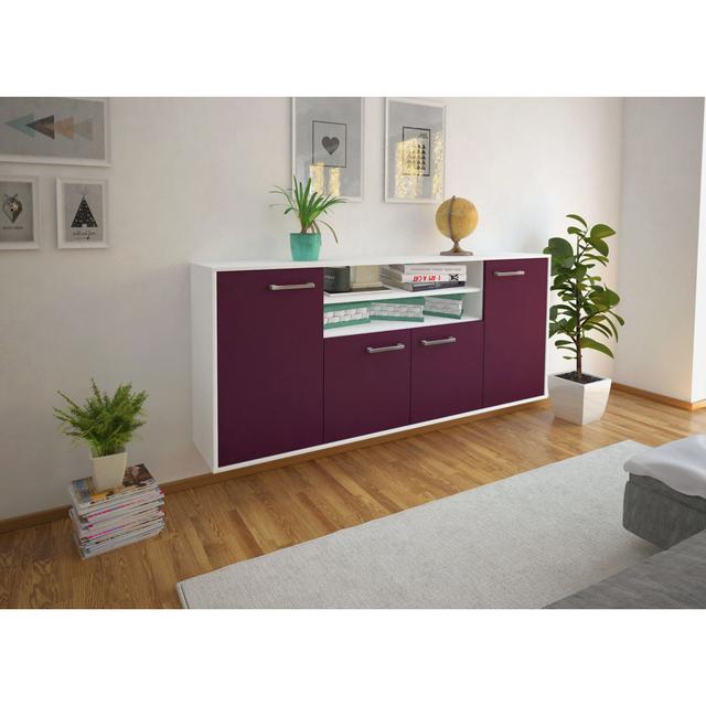 Navira sideboard, flying/metal handles, size: 180 x 79 x 35cm Ebern Designs Colour: Purple/White on Productcaster.