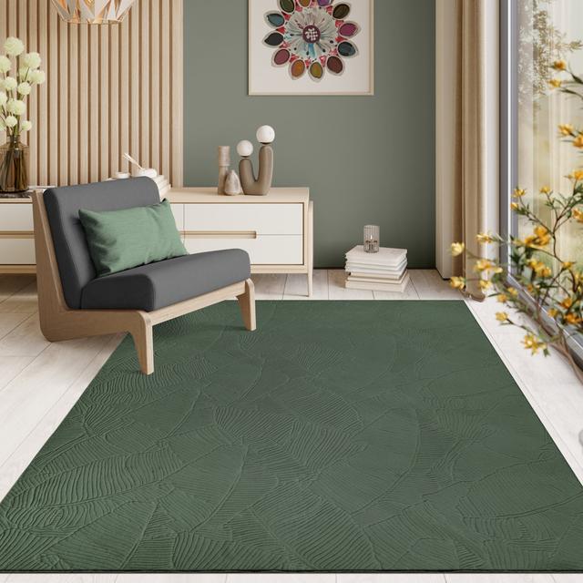 Aleandro Solid Colour Machine Woven Green Area Rug 17 Stories Rug Size: Rectangular 60 x 100cm on Productcaster.