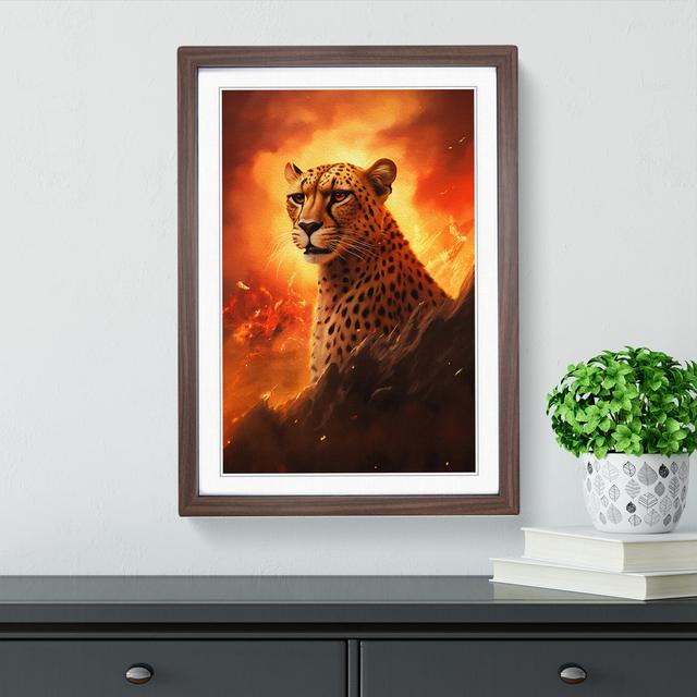 Cheetah Romanticism - Single Picture Frame Art Prints on Wood Latitude Vive Size: 46cm H x 34cm W x 2cm D, Format: Walnut Framed on Productcaster.