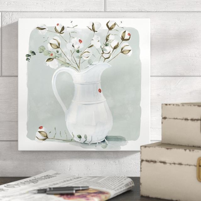 Cotton Bouquet II by Jennifer Paxton Parker - Wrapped Canvas Painting Print Blue Elephant Size: 30cm H x 30cm W on Productcaster.