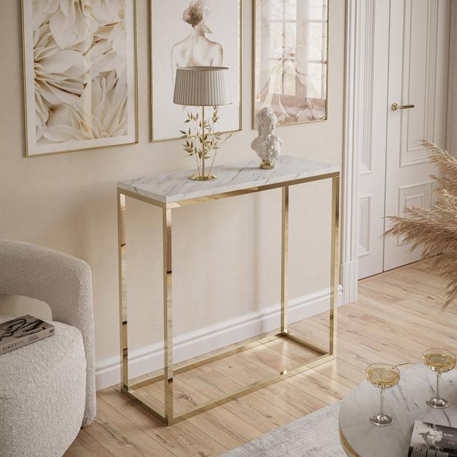 Claborn Stone Top Console Table Fairmont Park Size: 80cm H x 80cm W x 30cm D on Productcaster.