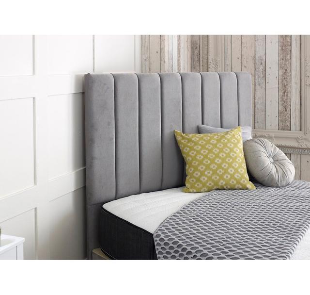 Arris Upholstered Headboard Wade Logan Size: Kingsize (5'), Colour: Silver on Productcaster.