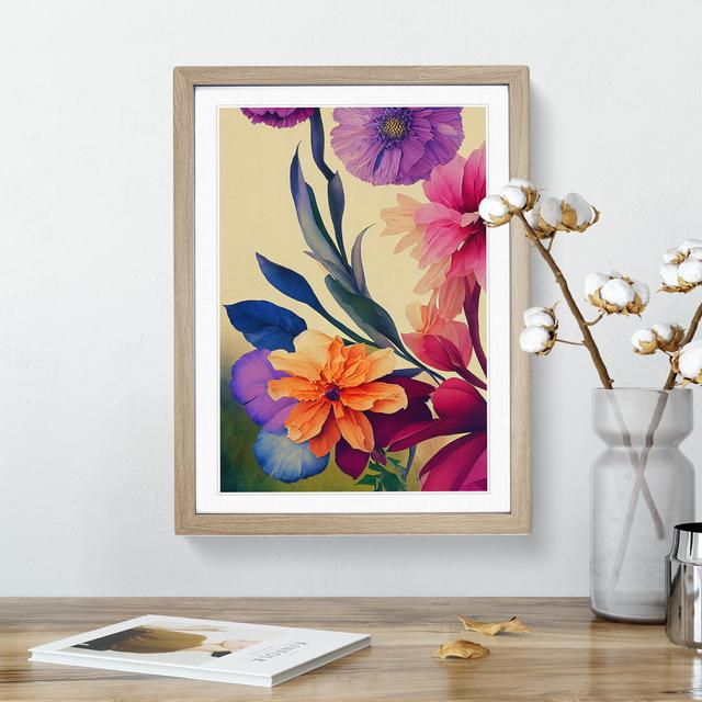 Wondrous Watercolour Flowers No.2 - Picture Frame Painting Marlow Home Co. Frame Colour: Oak, Size: 34cm H x 25cm W x 2cm D on Productcaster.