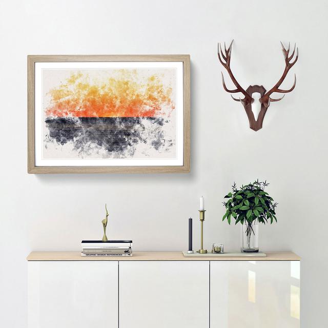 An Orange Sunset Watercolour - Picture Frame Graphic Art Print East Urban Home Frame Option: Oak Framed, Size: 40cm H x 60cm W x 2cm D on Productcaster.