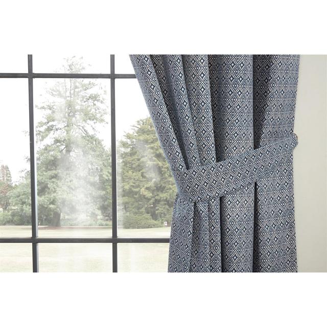 Wilks Pencil Pleat Semi Cheer Curtain (Set of 2) Natur Pur Colour: Navy, Panel Size: 229 W x 229 D cm on Productcaster.