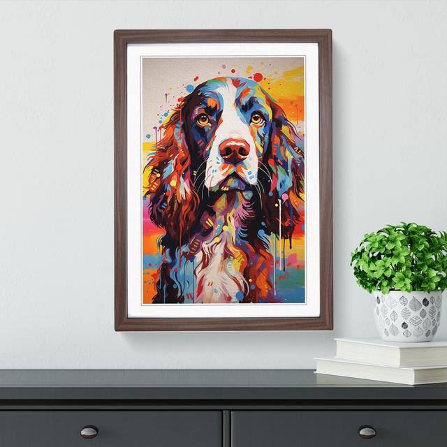 English Springer Spaniel Futurism - Single Picture Frame Print on Wood Marlow Home Co. Size: 46cm H x 34cm W x 2cm D, Frame Colour: Walnut on Productcaster.