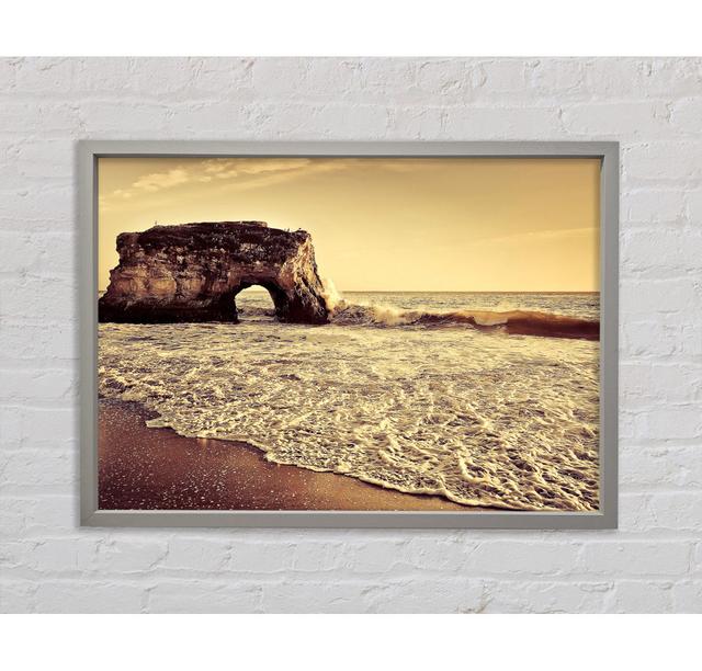 Beach Arch Framed Print House of Hampton Size: 100cm H x 141.4cm W x 3.3cm D, Format: Light Grey Framed Canvas on Productcaster.