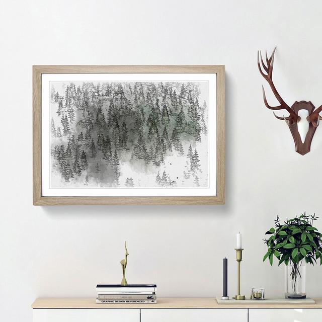 Beauty of the Pine Tree Forest in Abstract - Picture Frame Graphic Art Print on MDF East Urban Home Size: 27cm H x 36cm W x 2cm D, Frame Option: Oak F on Productcaster.