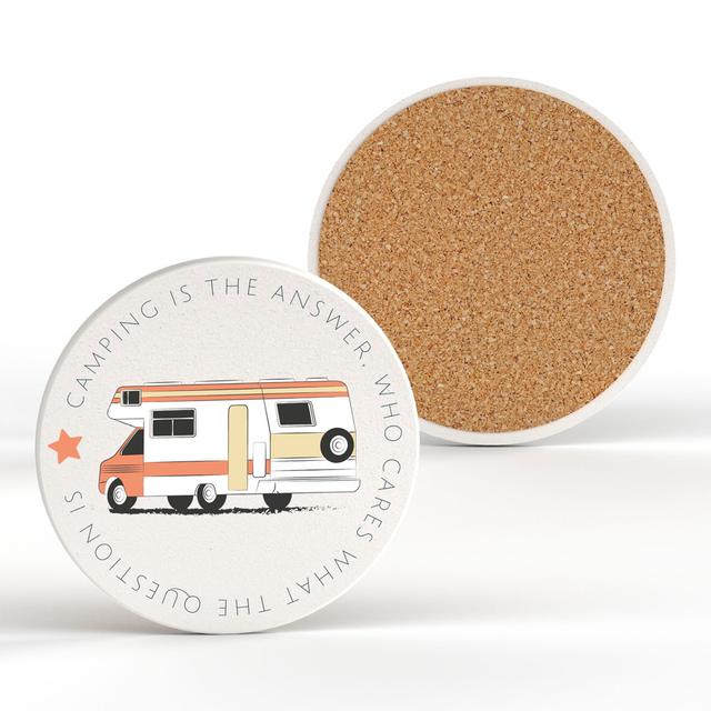 CAMPER CAMPING IS THE ANSWER 3 COASTER 100X100 East Urban Home on Productcaster.