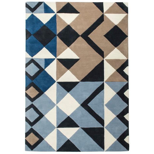 Mclea Geometric Hand Woven Blue Area Rug Metro Lane Rug Size: Rectangle 200 x 290cm on Productcaster.