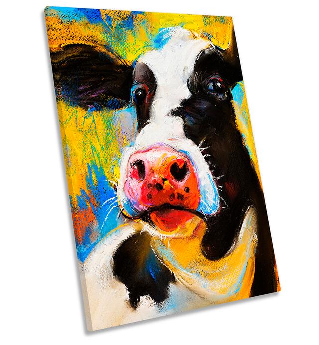 Cow Face Farm Yard - Wrapped Canvas Painting Brambly Cottage Size: 91.4cm H x 61cm W x 4cm D on Productcaster.