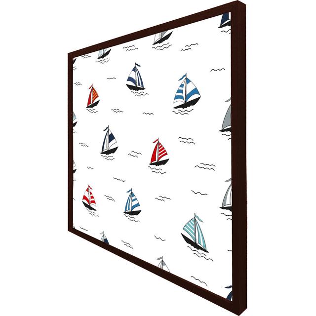 Curlee Red and Blue Sailboats - Single Picture Frame Art Prints House of Hampton Size: 31cm H x 31cm W x 4cm D, Frame Colour: Brown Framed on Productcaster.