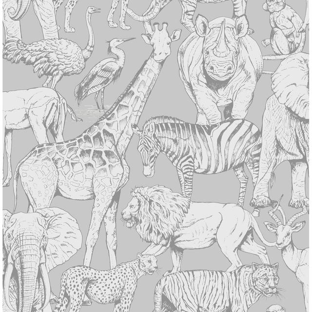 Superfresco Easy Grey Jungle Animals Wallpaper Superfresco Easy on Productcaster.