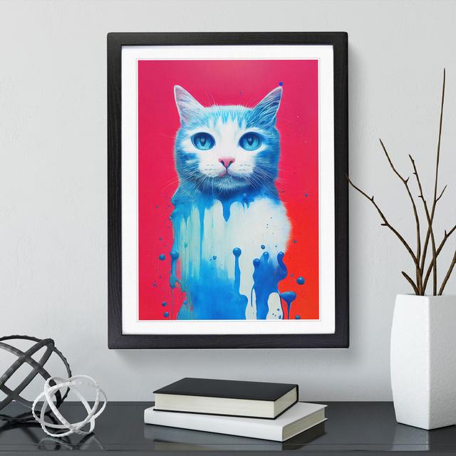 Cat Dripping No.1 - Picture Frame Painting 17 Stories Size: 46cm H x 34cm W x 2cm D, Frame Colour: Black Framed on Productcaster.