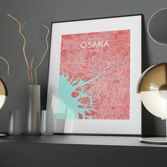 Osaka City Map In Maritime - No Frame Print Borough Wharf Size: 20cm H x 16cm W x 0.05cm D on Productcaster.