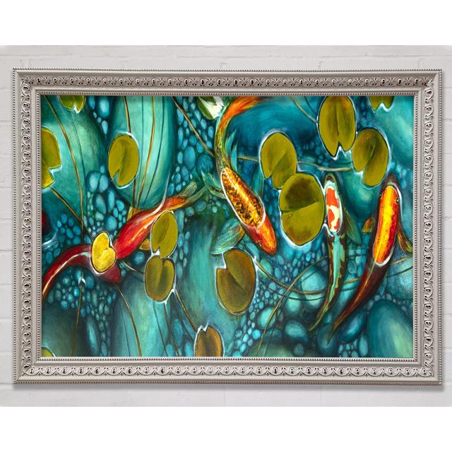 Koi Fish Pond Painting Framed Print Bright Star Size: 29.7cm H x 42cm W x 3cm D on Productcaster.