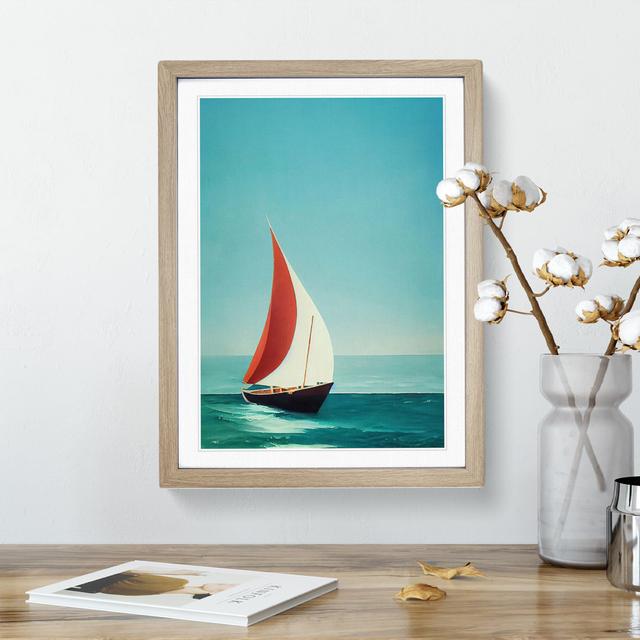 XV1022-5342X Wonderful Sailing Boat - Single Picture Frame Print Breakwater Bay Size: 46cm H x 34cm W x 2cm D, Frame Colour: Oak Framed on Productcaster.