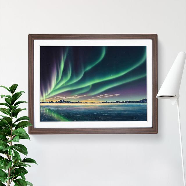 Animated Northern Lights - Picture Frame Graphic Art 17 Stories Size: 46cm H x 64cm W x 2cm D, Frame Colour: Walnut Framed on Productcaster.