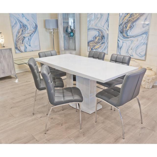 Dubey Butterfly Leaf Dining Set Ebern Designs Colour (Chair): Grey, Colour (Table Base): White on Productcaster.